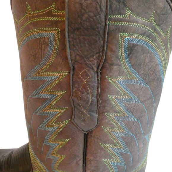 Azulado Boots Walker Stitched Square Toe Black Brown Embroidered 9.5 D main image 5